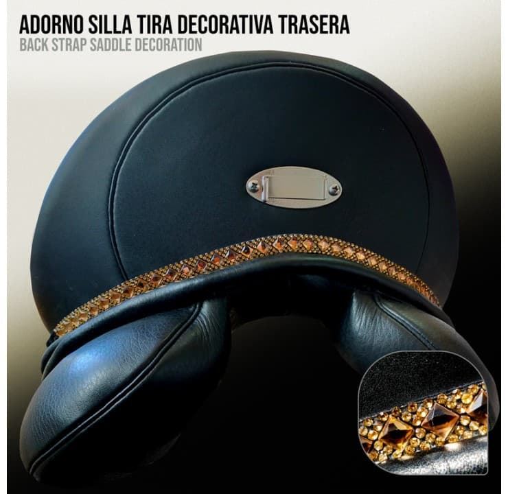 Adorno silla CASTECUS cinta decorativa trasera cristales dorados - Imagen 1