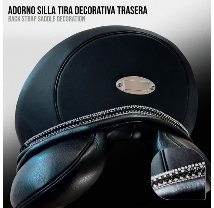 Adorno silla CASTECUS cinta decorativa trasera cristales negro/plata - Imagen 1