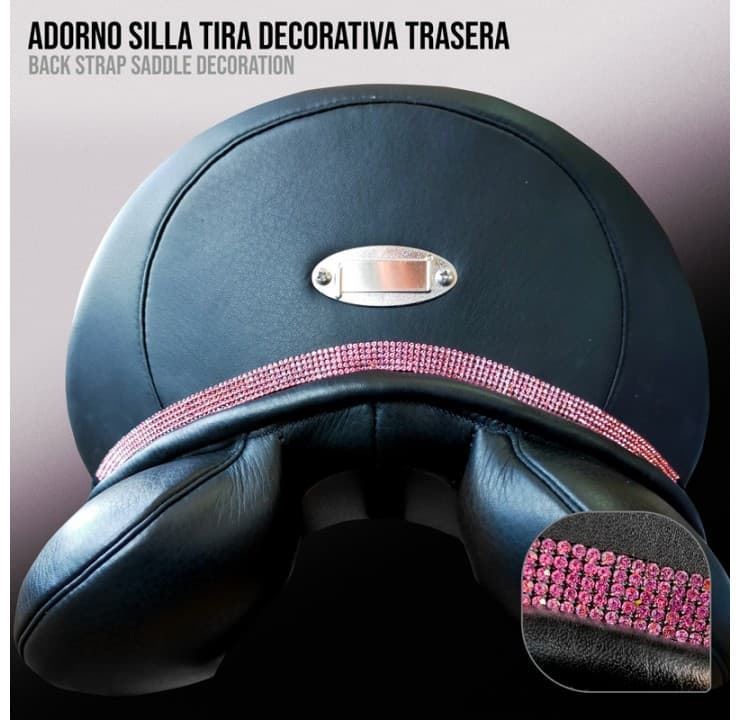 Adorno silla CASTECUS cinta decorativa trasera cristales rosas - Imagen 1