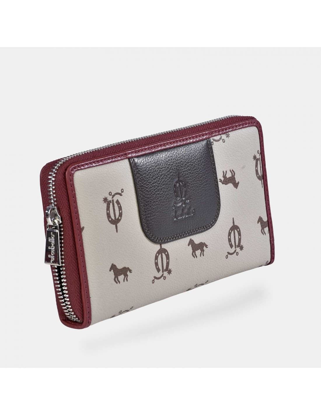 Billetero monedero "EL CABALLO" grande caballitos tricolor taupe/marrón/burdeos - Imagen 1