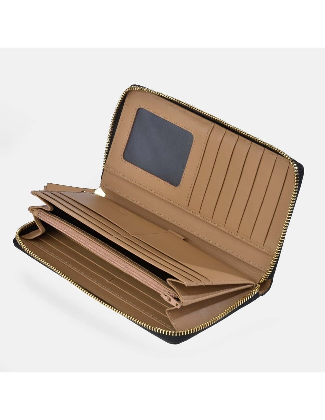 Billetero monedero "EL CABALLO" grande piel napa con costura color camel - Imagen 4