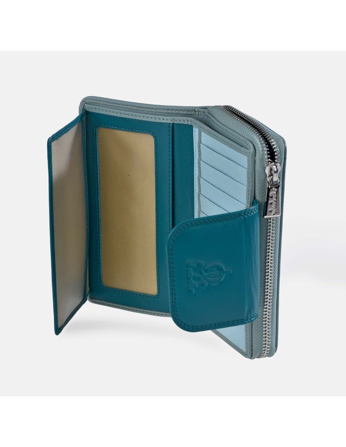 Billetero monedero "EL CABALLO" mediano blanco detalles azul - Imagen 2