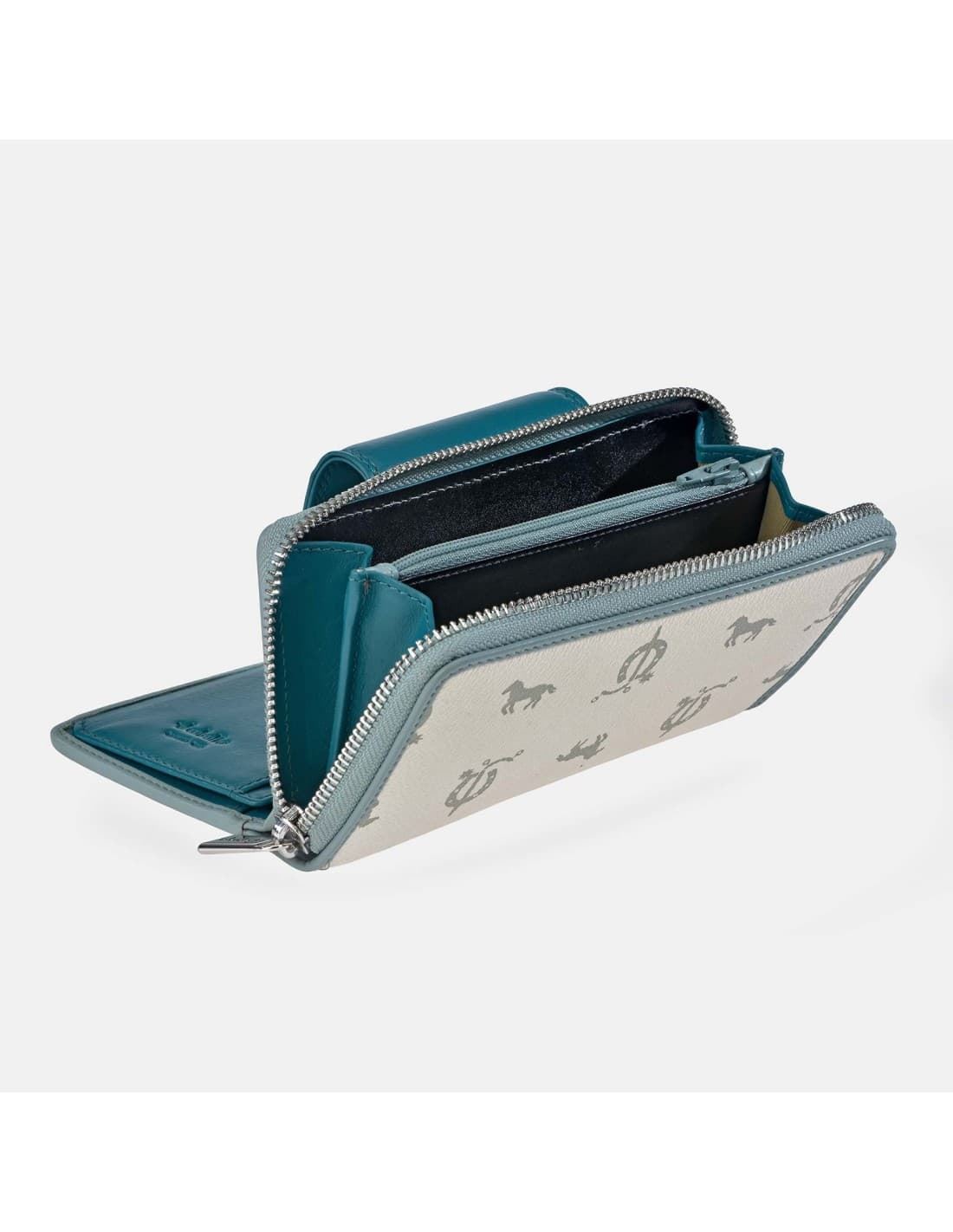 Billetero monedero "EL CABALLO" mediano blanco detalles azul - Imagen 3