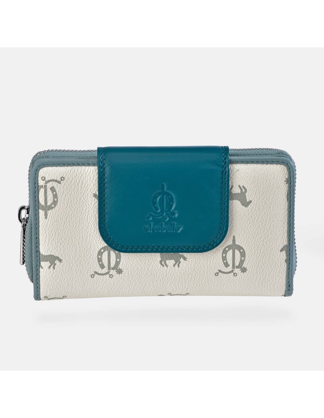 Billetero monedero "EL CABALLO" mediano blanco detalles azul - Imagen 4