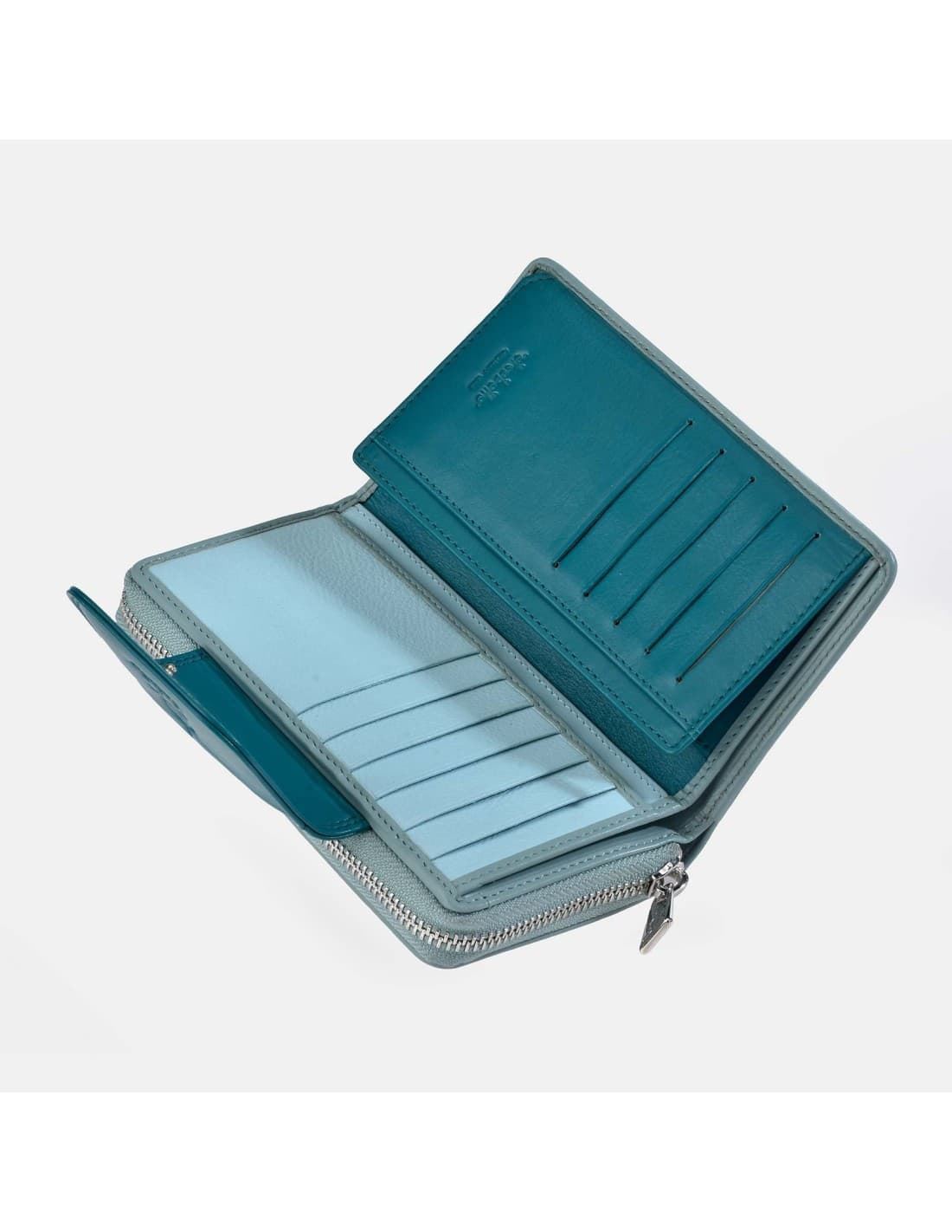 Billetero monedero "EL CABALLO" mediano blanco detalles azul - Imagen 5