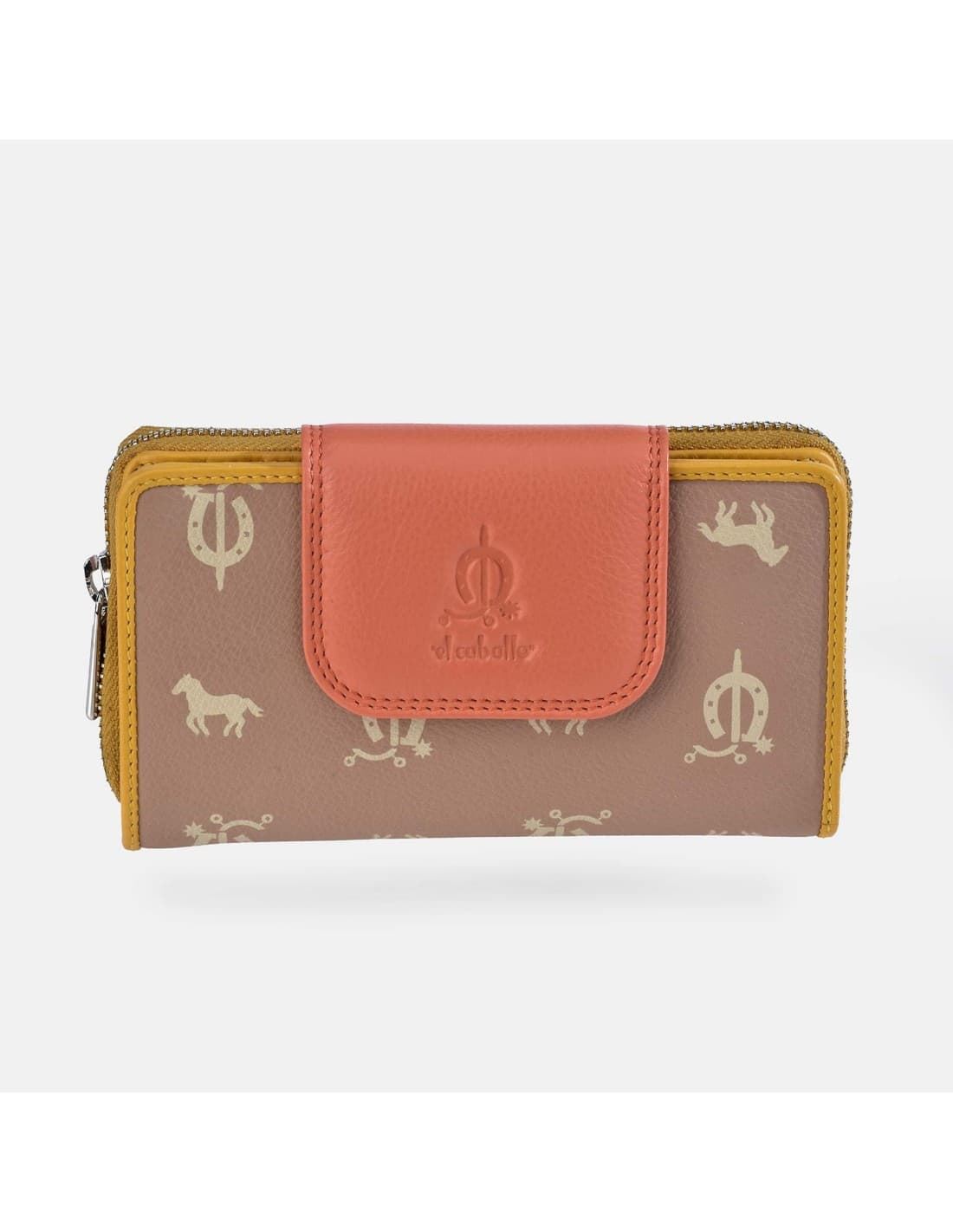 Billetero monedero "EL CABALLO" mediano camel tricolor - Imagen 3