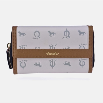 Billetero monedero "EL CABALLO" mediano estampado caballitos color beige camel - Imagen 1