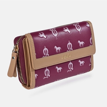 Billetero monedero "EL CABALLO" mediano estampado caballitos color guinda - Imagen 1