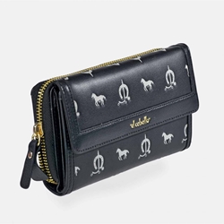 Billetero monedero "EL CABALLO" mediano estampado caballitos color negro - Imagen 1