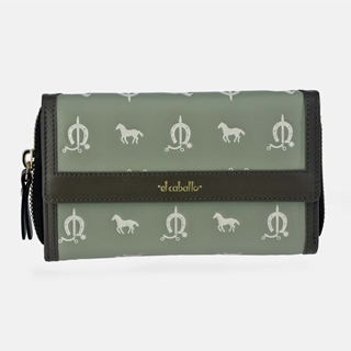 Billetero monedero "EL CABALLO" mediano estampado caballitos color verde agua - Imagen 1