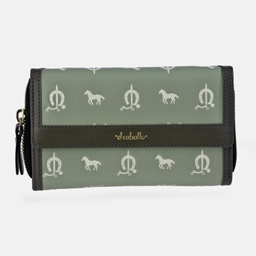 Billetero monedero "EL CABALLO" mediano estampado caballitos color verde agua - Imagen 1