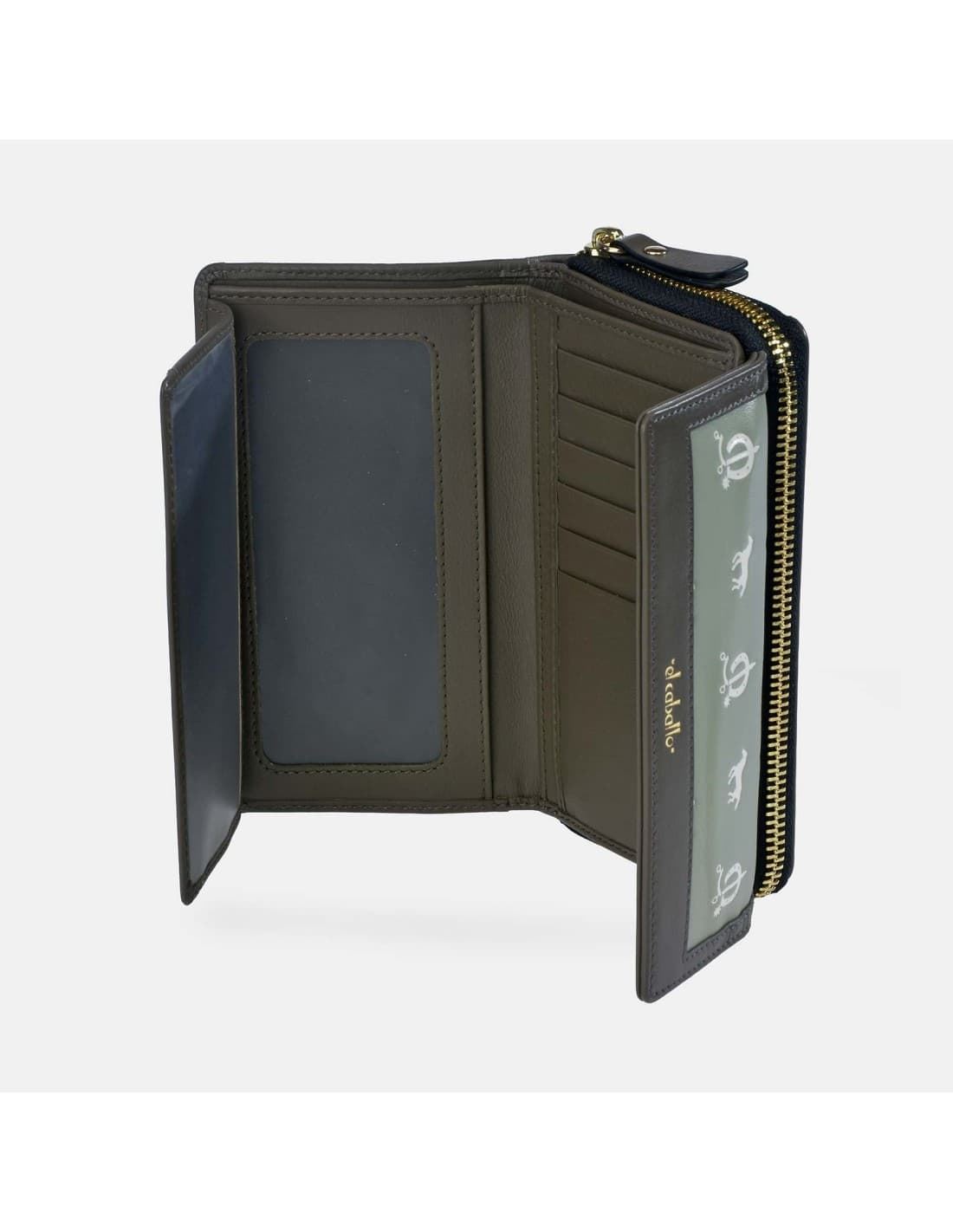 Billetero monedero "EL CABALLO" mediano estampado caballitos color verde agua - Imagen 2