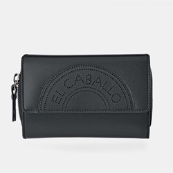 Billetero monedero "EL CABALLO" mediano piel negra - Imagen 1