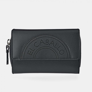 Billetero monedero "EL CABALLO" mediano piel negra - Imagen 1