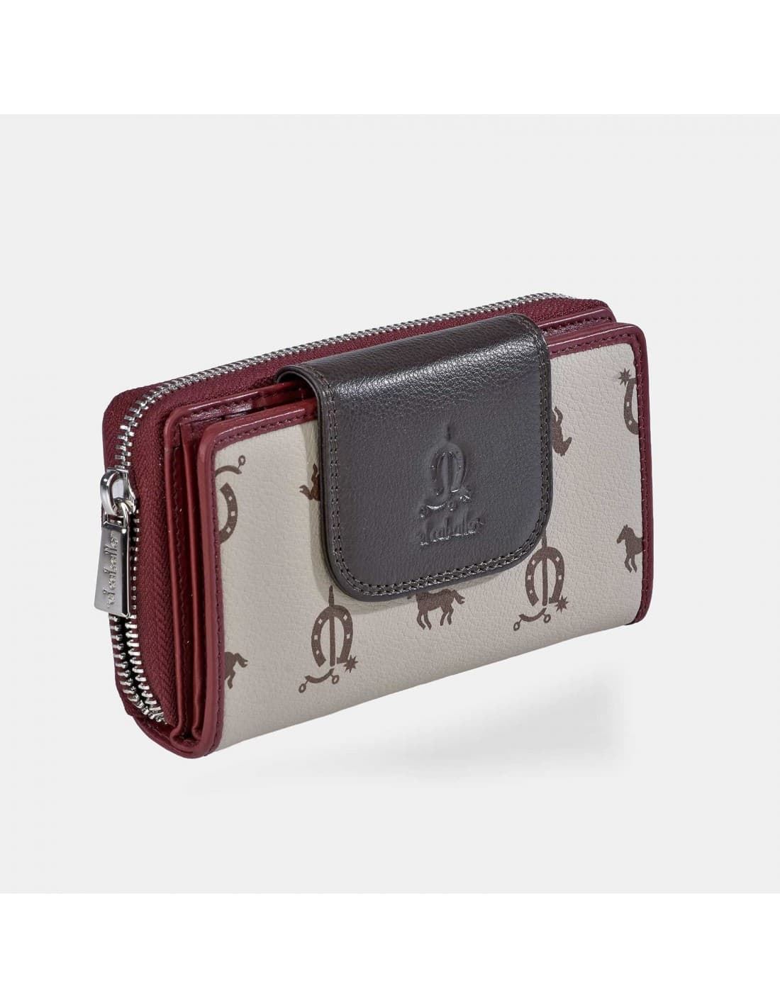 Billetero monedero "EL CABALLO" mediano tricolor marrón/taupe/burdeos - Imagen 1
