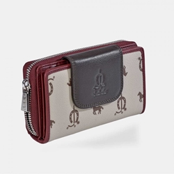 Billetero monedero "EL CABALLO" mediano tricolor marrón/taupe/burdeos - Imagen 1