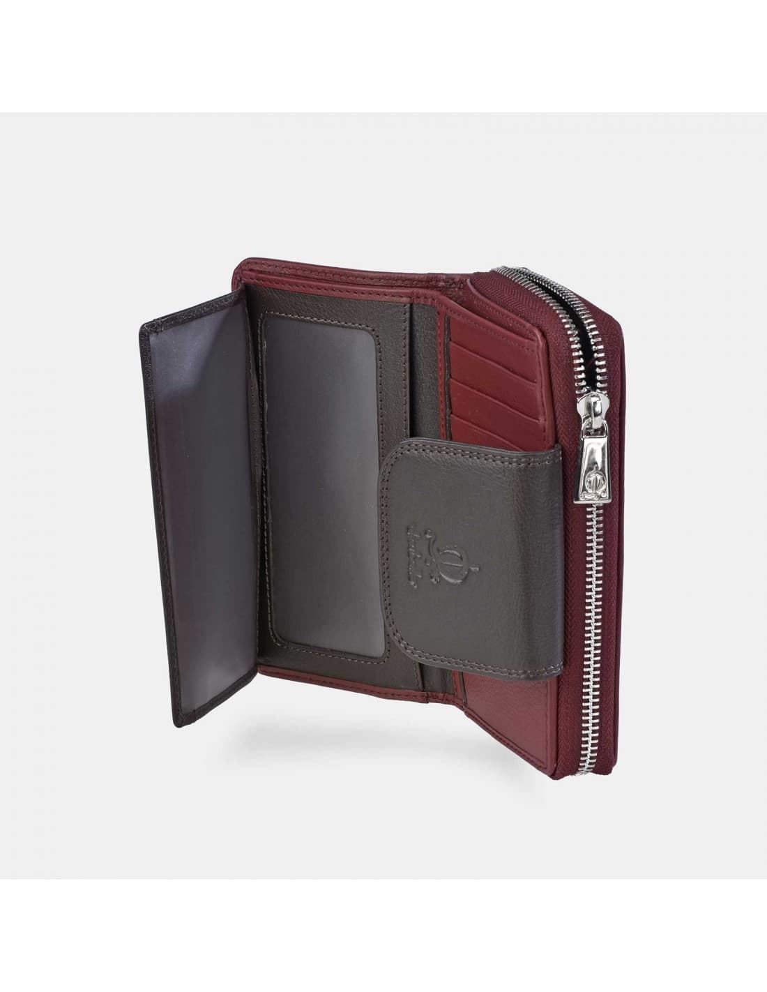 Billetero monedero "EL CABALLO" mediano tricolor marrón/taupe/burdeos - Imagen 2