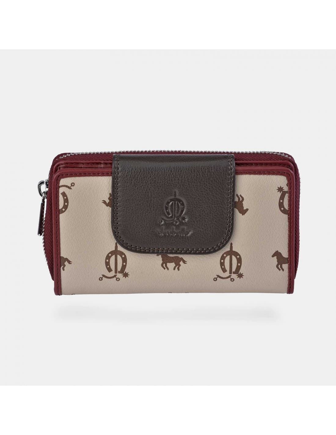 Billetero monedero "EL CABALLO" mediano tricolor marrón/taupe/burdeos - Imagen 4