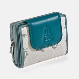 Billetero monedero "EL CABALLO" pequeño blanco detalles azul - Imagen 1
