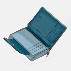 Billetero monedero "EL CABALLO" pequeño blanco detalles azul - Imagen 2