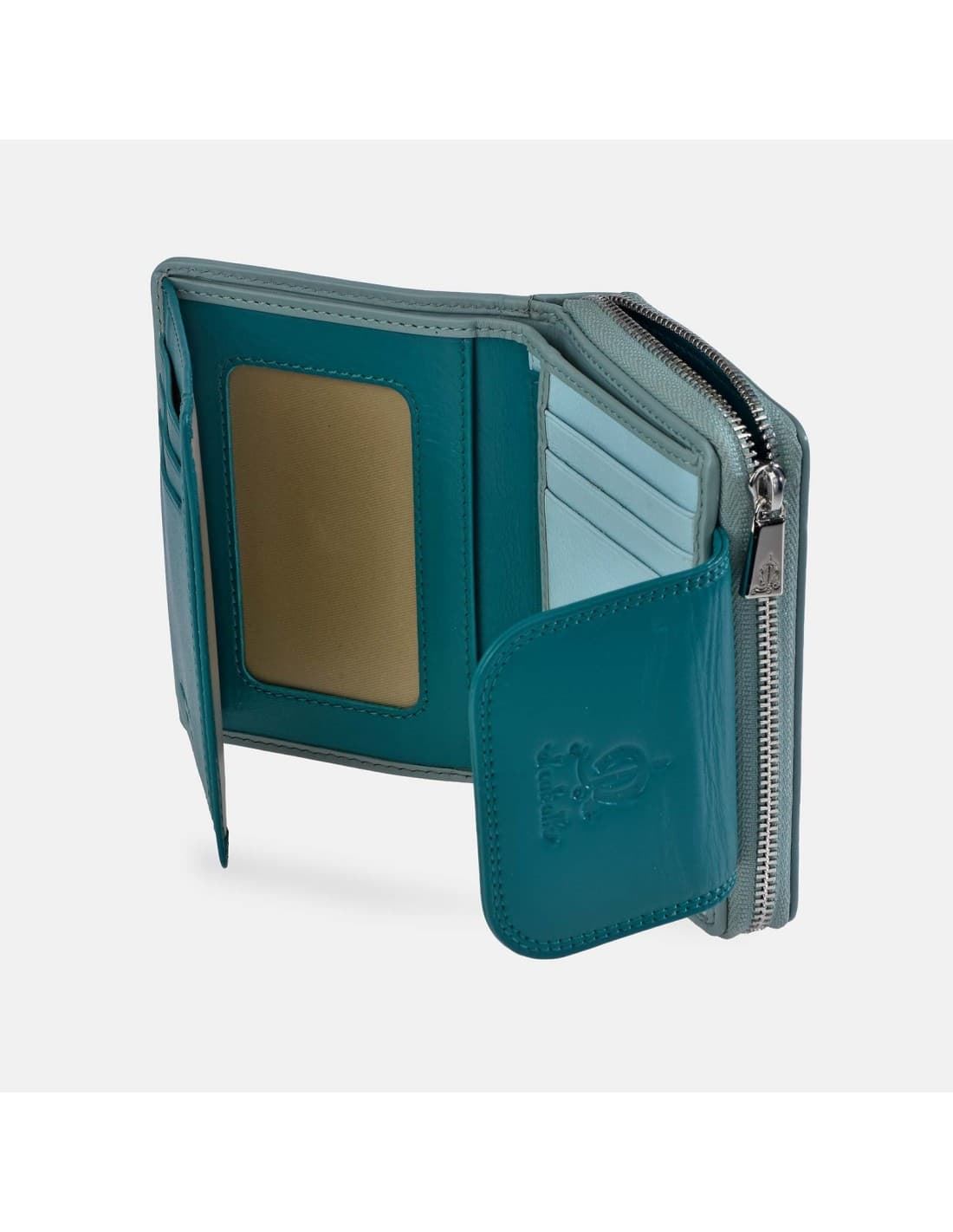 Billetero monedero "EL CABALLO" pequeño blanco detalles azul - Imagen 3