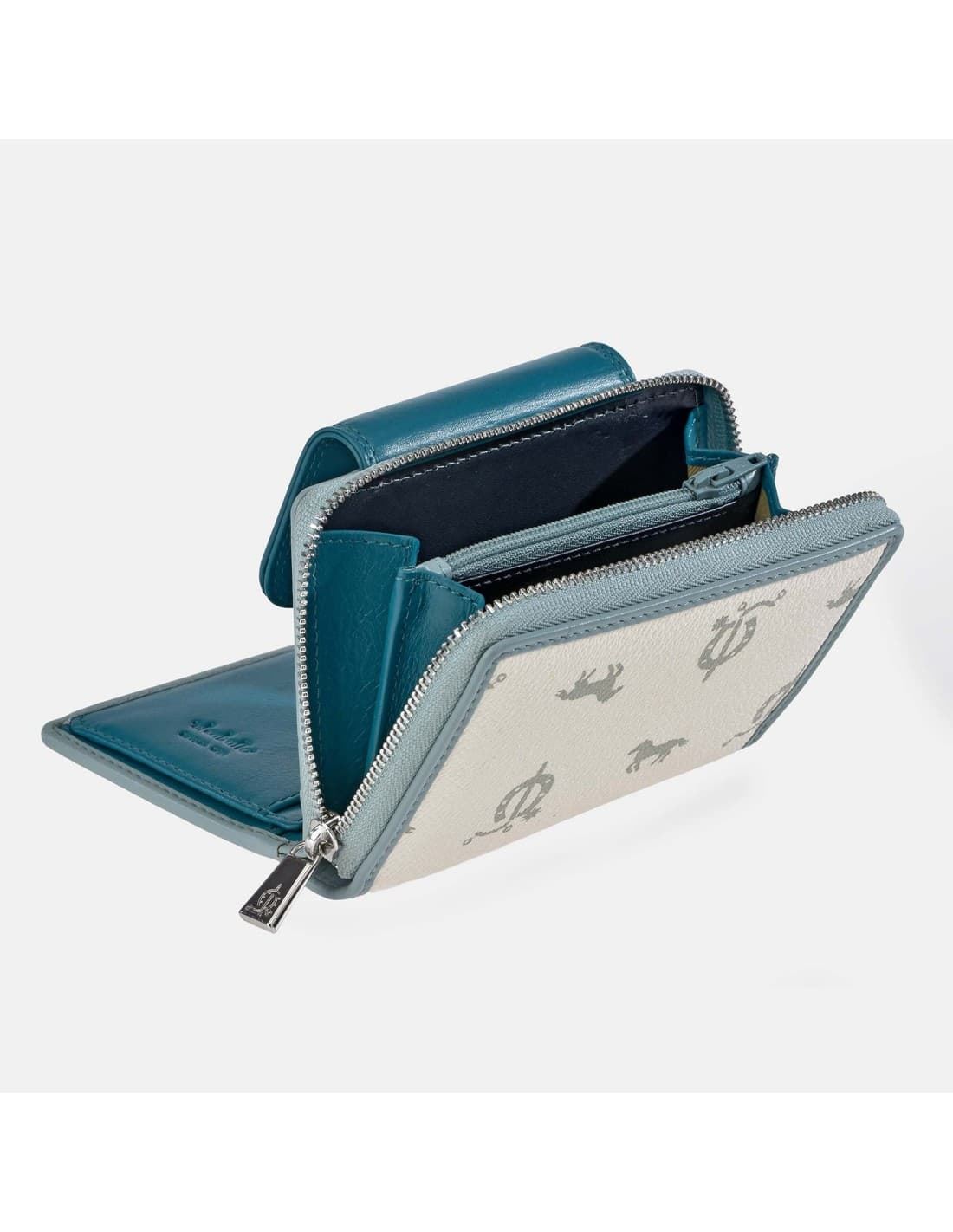 Billetero monedero "EL CABALLO" pequeño blanco detalles azul - Imagen 4