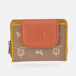 Billetero monedero "EL CABALLO" pequeño camel tricolor - Imagen 1