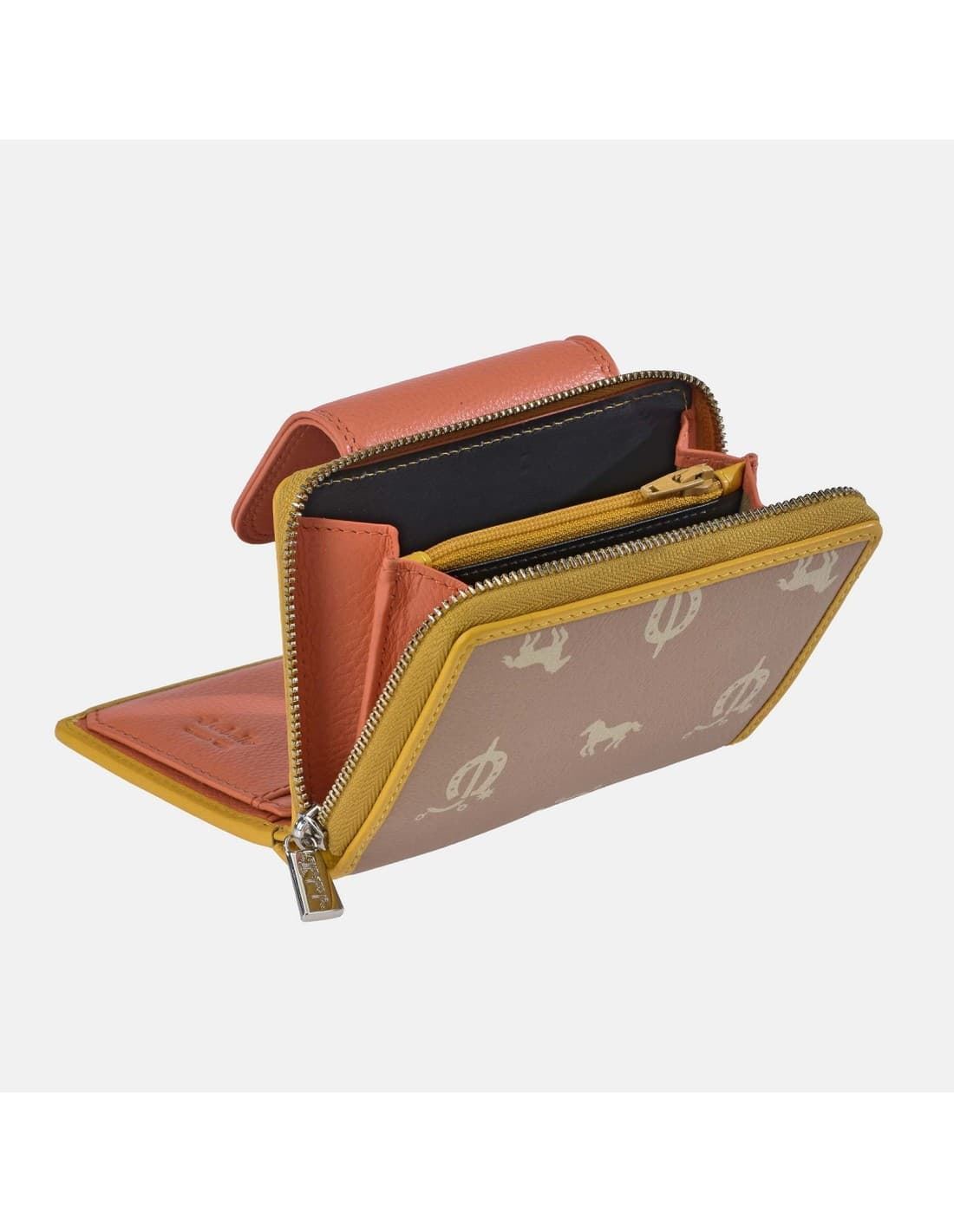 Billetero monedero "EL CABALLO" pequeño camel tricolor - Imagen 4