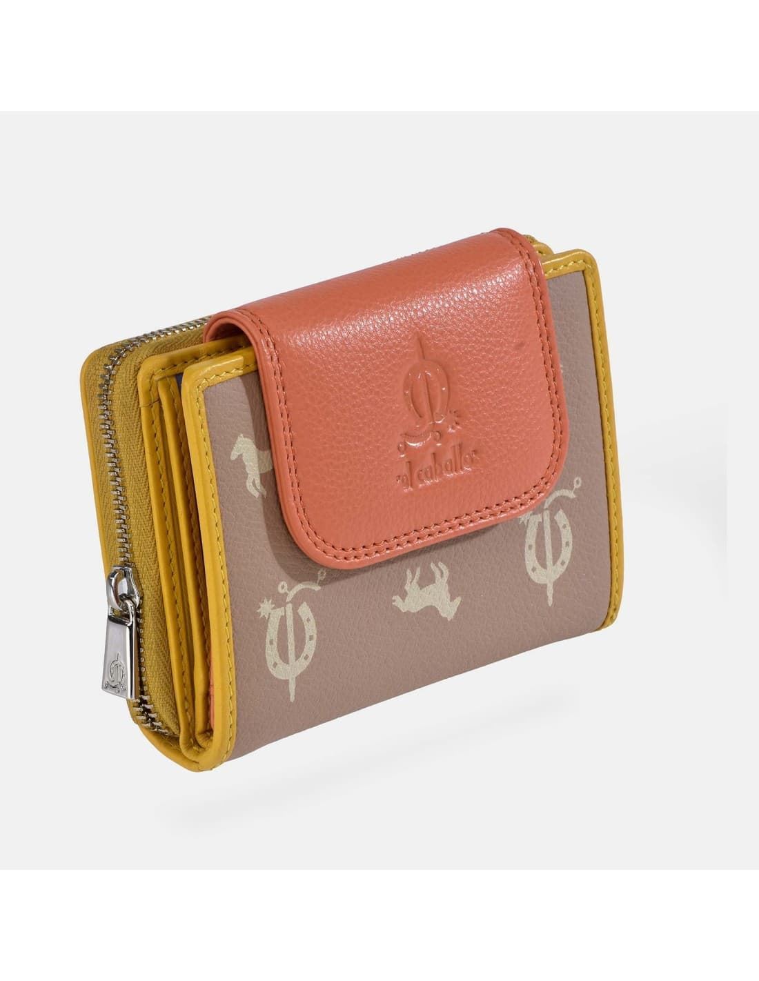 Billetero monedero "EL CABALLO" pequeño camel tricolor - Imagen 5