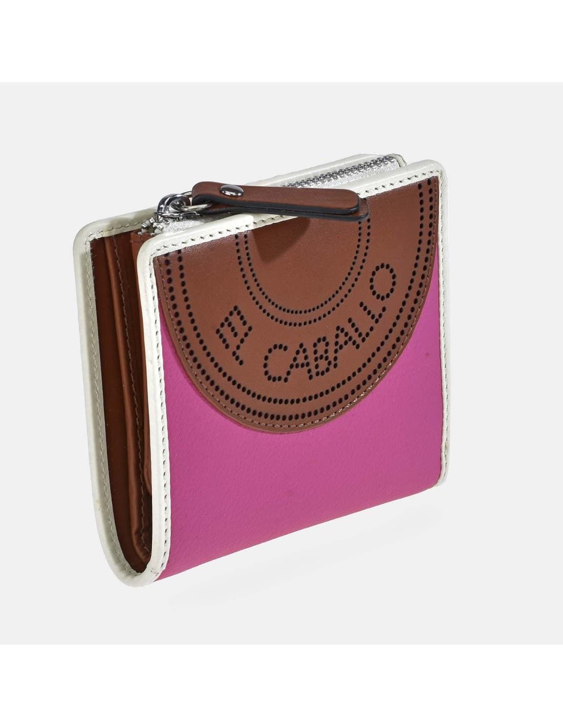 Billetero monedero "EL CABALLO" pequeño color rosa fucsia - Imagen 1