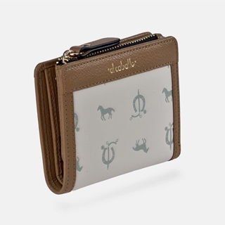Billetero monedero "EL CABALLO" pequeño estampado caballitos color beige camel - Imagen 1