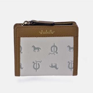 Billetero monedero "EL CABALLO" pequeño estampado caballitos color beige camel - Imagen 2