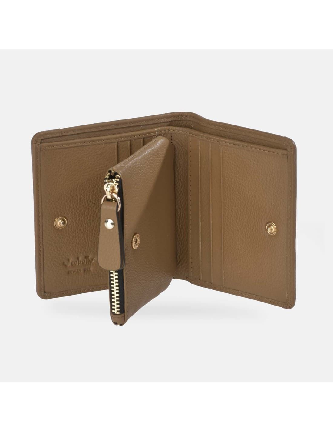 Billetero monedero "EL CABALLO" pequeño estampado caballitos color beige camel - Imagen 3