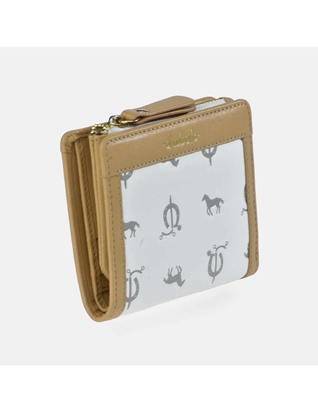 Billetero monedero "EL CABALLO" pequeño estampado caballitos color blanco - Imagen 1