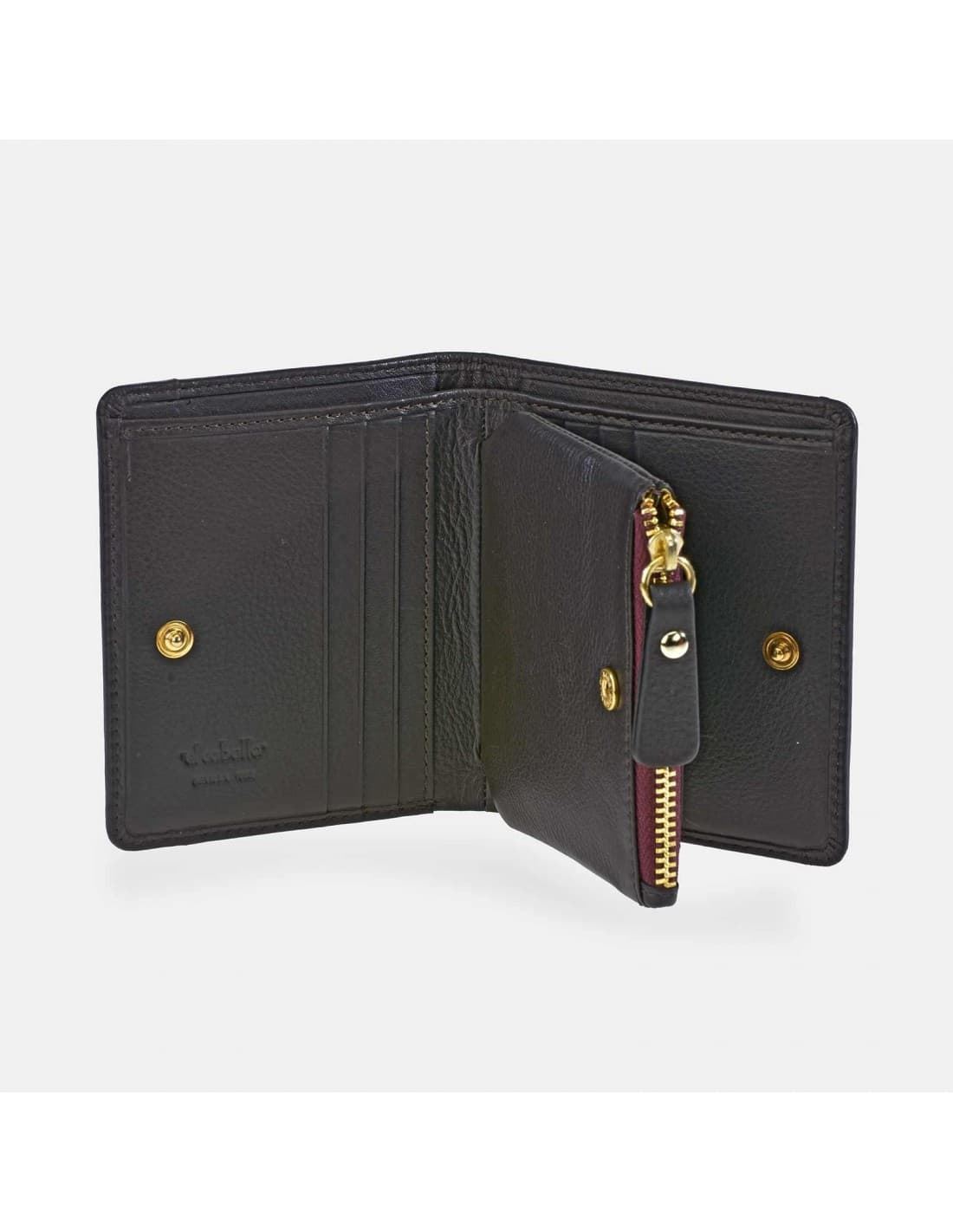 Billetero monedero "EL CABALLO" pequeño estampado caballitos color granate marrón - Imagen 4