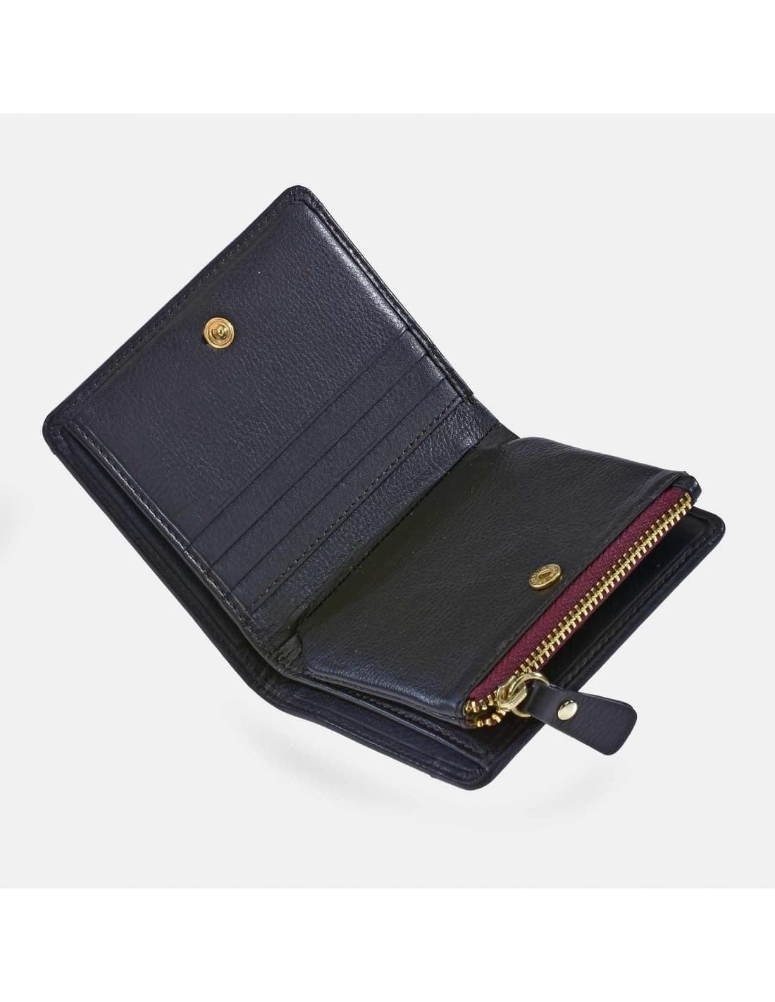 Billetero monedero "EL CABALLO" pequeño estampado caballitos color granate negro - Imagen 3