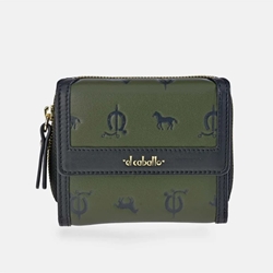 Billetero monedero "EL CABALLO" pequeño estampado logo verde negro - Imagen 1
