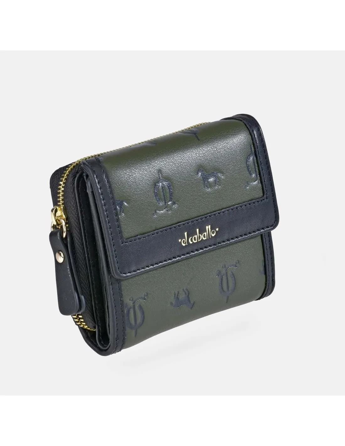 Billetero monedero "EL CABALLO" pequeño estampado logo verde negro - Imagen 5