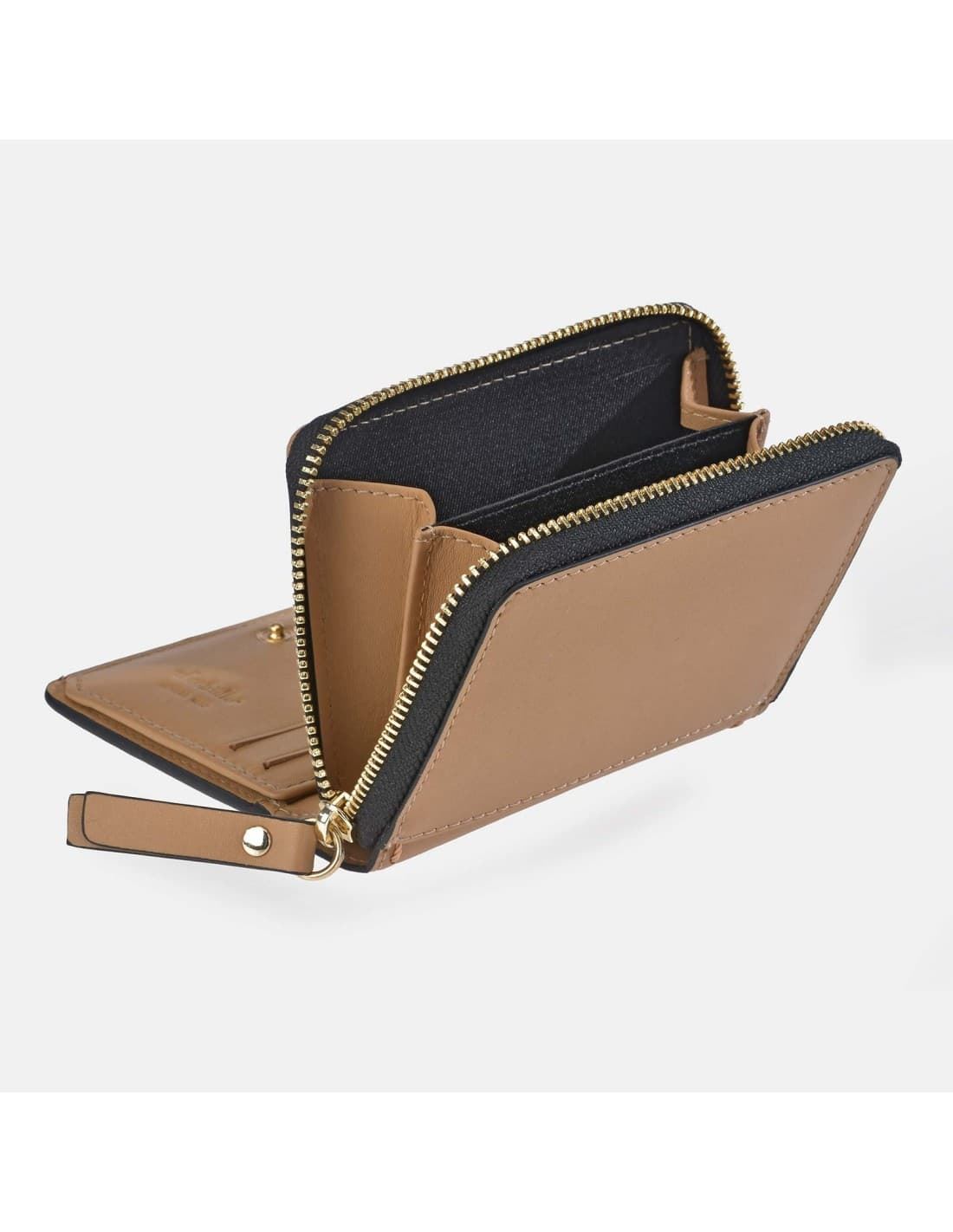 Billetero monedero "EL CABALLO" pequeño piel napa con costura color camel - Imagen 3