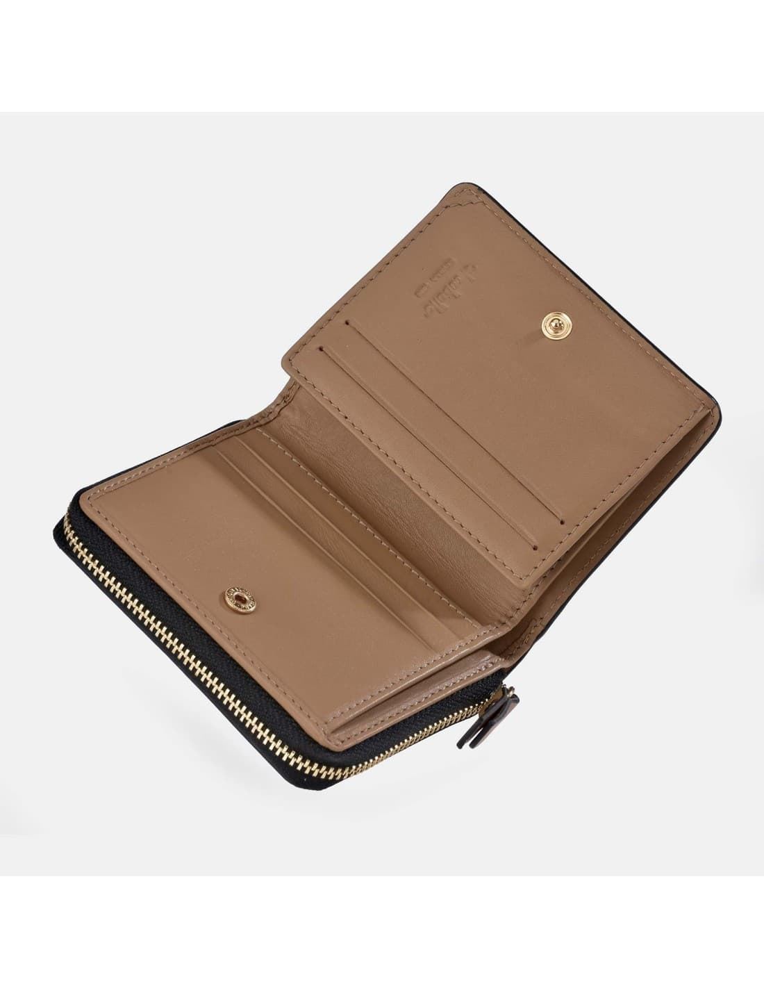 Billetero monedero "EL CABALLO" pequeño piel napa con costura color camel - Imagen 4
