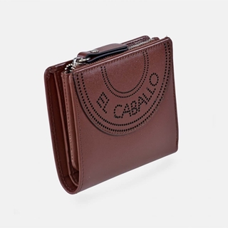 Billetero monedero "EL CABALLO" pequeño piel perforada marrón - Imagen 1