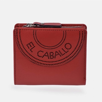 Billetero monedero "EL CABALLO" pequeño piel perforada roja - Imagen 1