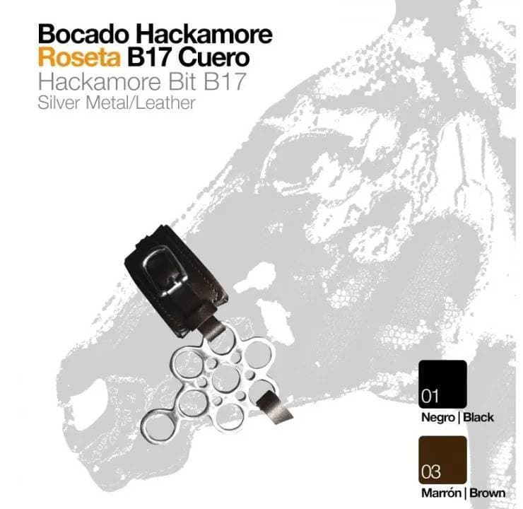 Bocado Hackamore flower con cuero negro - Imagen 2