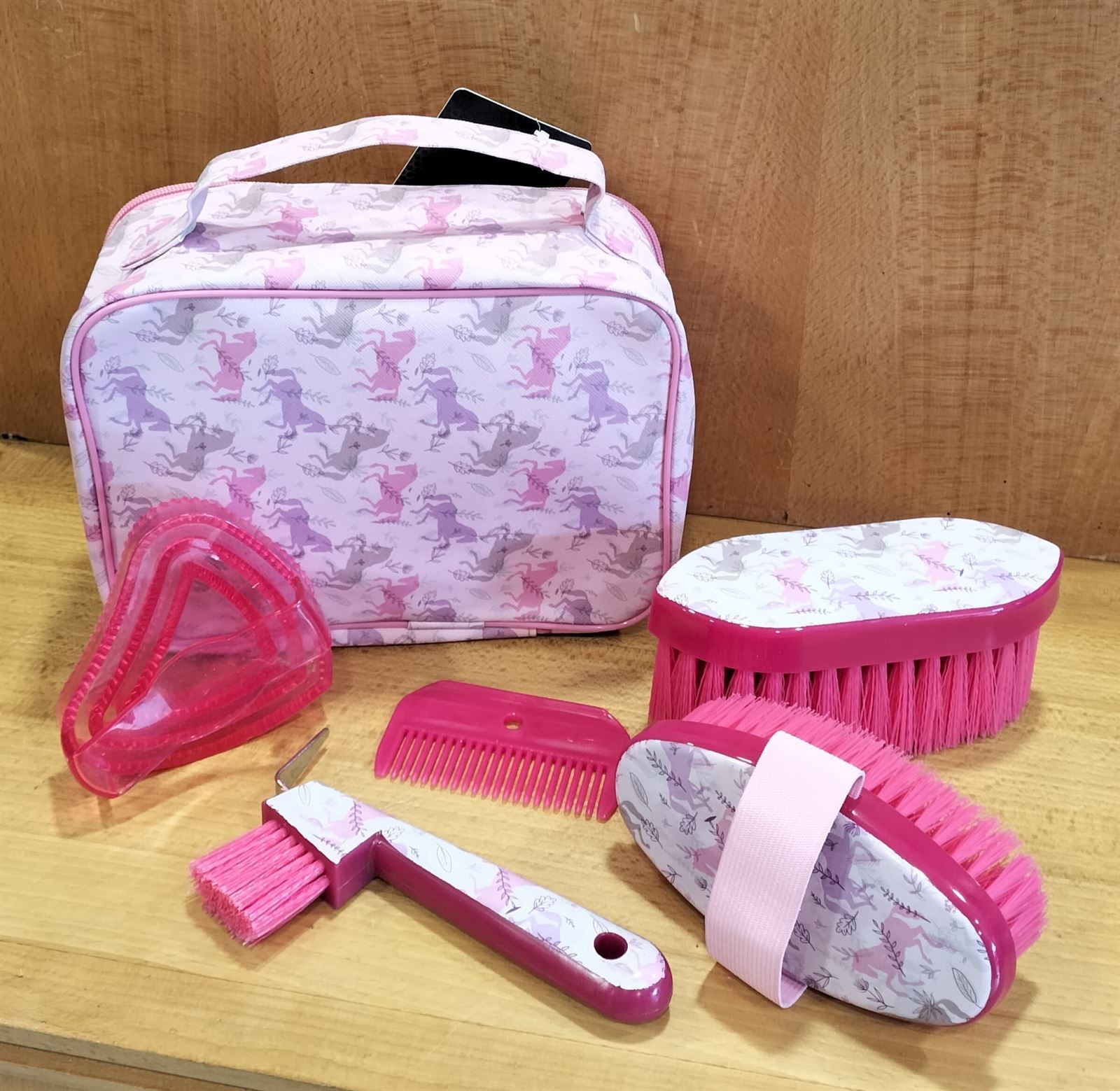 Bolsa útiles de limpieza HKM Sports Equipment estampado caballos rosa - Imagen 5