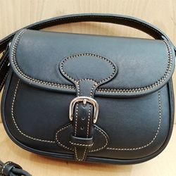 Bolso bandolera de cuero, pequeño, hecho en España, color negro - Imagen 1