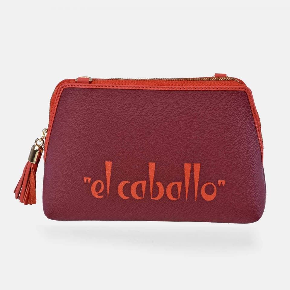 Bolso bandolera "EL CABALLO" color burdeos/naranja, pequeñito - Imagen 3