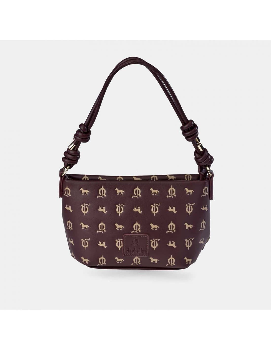 Bolso "EL CABALLO" asa corta estampado caballitos color burdeos - Imagen 1