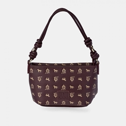Bolso "EL CABALLO" asa corta estampado caballitos color burdeos - Imagen 1