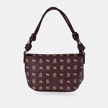 Bolso "EL CABALLO" asa corta estampado caballitos color burdeos - Imagen 1