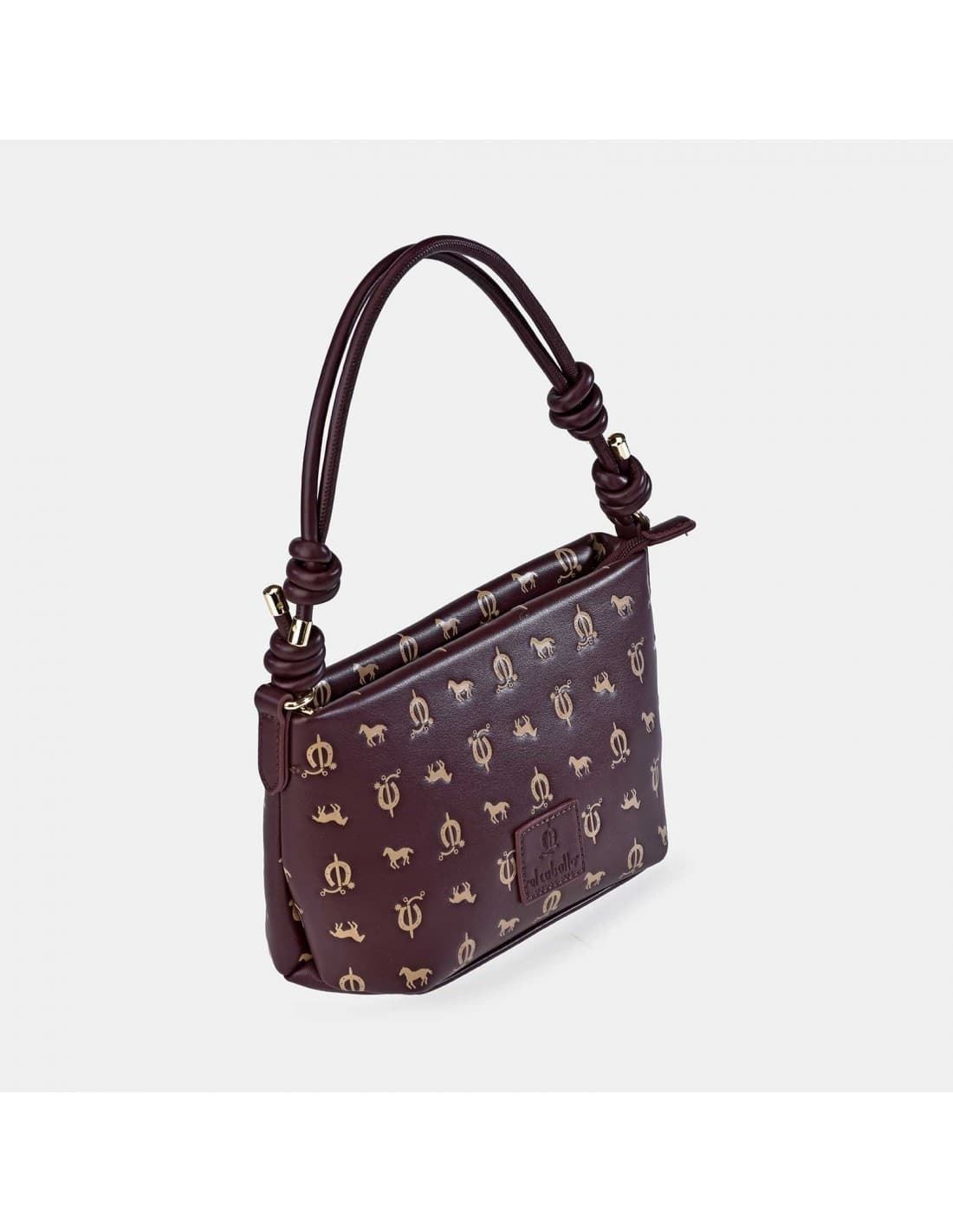 Bolso "EL CABALLO" asa corta estampado caballitos color burdeos - Imagen 2